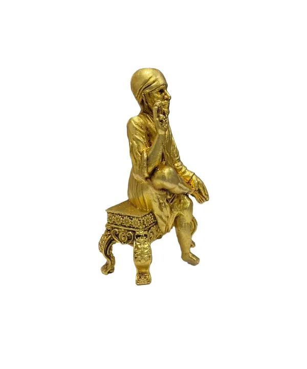 Sjl_Exports_Wax_Casting_Brass_Sai_Baba_Idol_Gold_Polished_Finish_Small_Decorative_Religious_Figurine_For_Home_Temple_5.5_X_3.5_Cm_Traditional_Art_Deco_Style