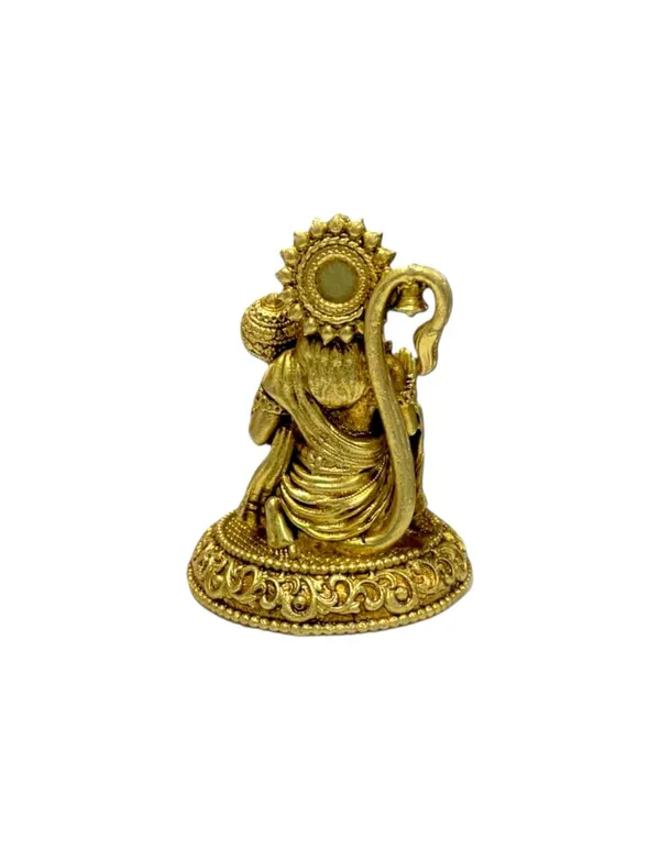 Sjl_Exports_Brass_Hanuman_Ji_Sitting_With_Gadaa_Idol_6.5_Cm_For_Home_Or_Office