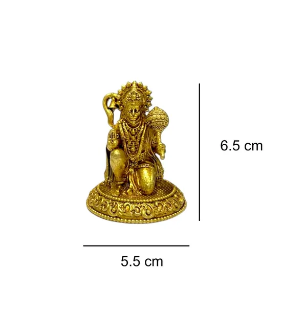 Sjl_Exports_Brass_Hanuman_Ji_Sitting_With_Gadaa_Idol_6.5_Cm_For_Home_Or_Office