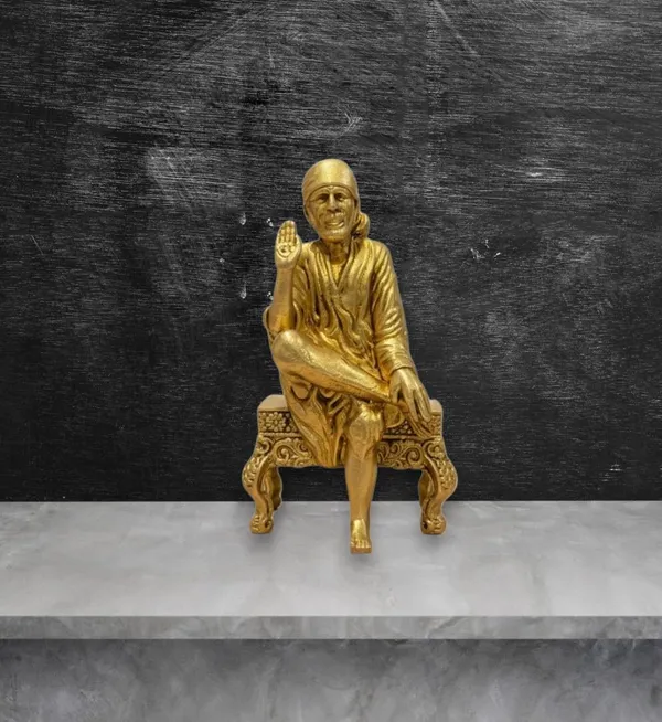 Sjl_Exports_Brass_Sai_Baba_Idol_Gold_Finish_Small_6X4_Cm_Religious_Figurine_Decorative_Seated_Statue_For_Home_Temple_Indoor_Decor