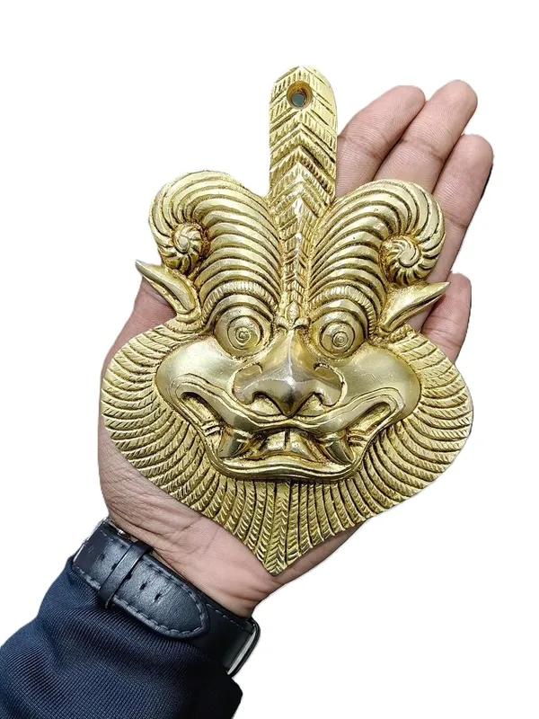 Sjl_Exports_Traditional_Brass_Yali_Wall_Decor_South_Indian_Temple_Art_Antique_Gold_Finish_Handcrafted_Guardian_Deity_Sculpture_Wall_Hanging_For_Home_Temple_16.5_X_12_X_3_Cm