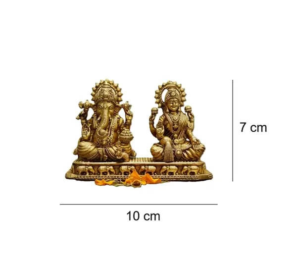 Sjl_Wax_Casting_Brass_Ganesh_Lakshmi_Statue_Hindu_Deity_Figurine_Gold_Finish_Religious_Home_Decor_10Cm_X_7Cm_Traditional_Elephant_Base_Design