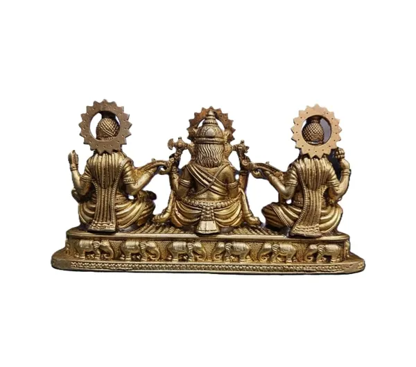 Sjl_Brass_Lakshmi_Ganesha_Saraswati_Idol_Hindu_Trinity_Statue_Gold_Finish_Religious_Murti_For_Home_Temple_13.5_X_7.5_Cm