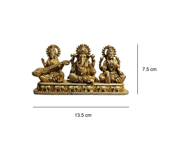 Sjl_Brass_Lakshmi_Ganesha_Saraswati_Idol_Hindu_Trinity_Statue_Gold_Finish_Religious_Murti_For_Home_Temple_13.5_X_7.5_Cm