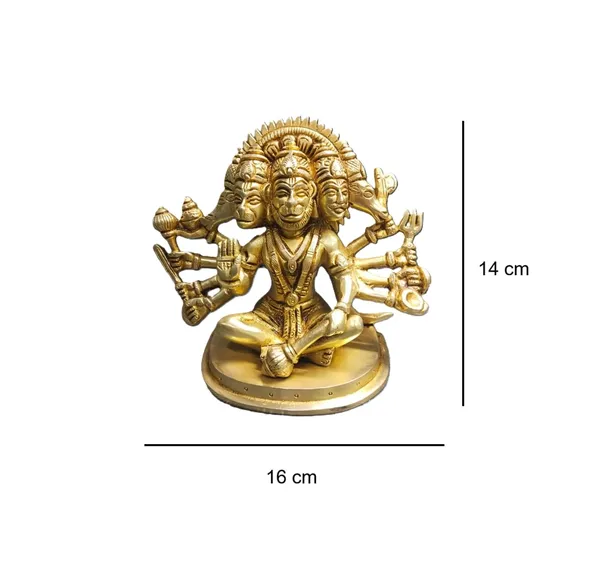 Sjl_Panchmukhi_Hanuman_Ji_Brass_Statue_Gold_14_Cm_Height_1850_G_Handcrafted_Hindu_Deity_Figurine_Five_Faced_Lord_Hanuman_Idol_For_Pooja_Room_Home_Temple_Office_Decor