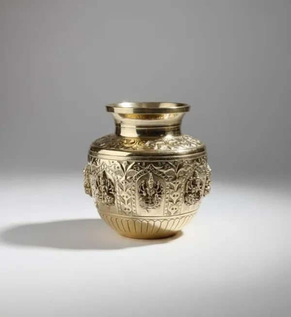 Sjl_Exports_Brass_Handcrafted_Kalash_With_Deity_Motifs_Traditional_Antique_Gold_Finish_14_Cm_Height_Round_Shape_Religious_Ceremonial_Vessel_For_Pooja_Rituals_Festivals_Home_Temple_Decor