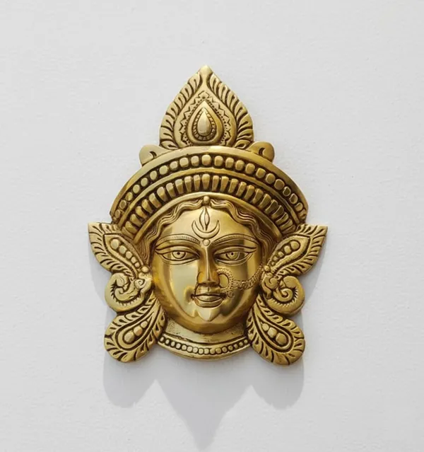 Sjl_Exports_Brass_Durga_Maa_Face_Wall_Hanging_Traditional_Brass_Durga_Maa_Mukh_Wall_Hanging_Handcrafted_Hindu_Goddess_Sculpture_Traditional_Indian_Temple_Art_Decor_For_Home_Pooja_Room_Meditation_Space