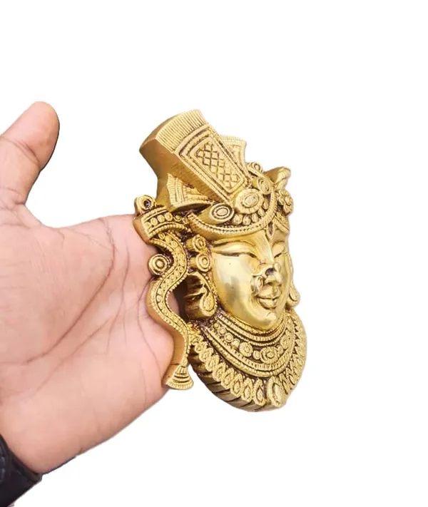 Sjl_Exports_Brass_Shreenathji_Face_Wall_Hanging_Traditional_Brass_Shreenathji_Mukh_Wall_Hanging_Antique_Gold_Finish_Traditional_Indian_Temple_Art_Spiritual_Home_Decor_For_Pooja_Room_Living_Room_Meditation_Space