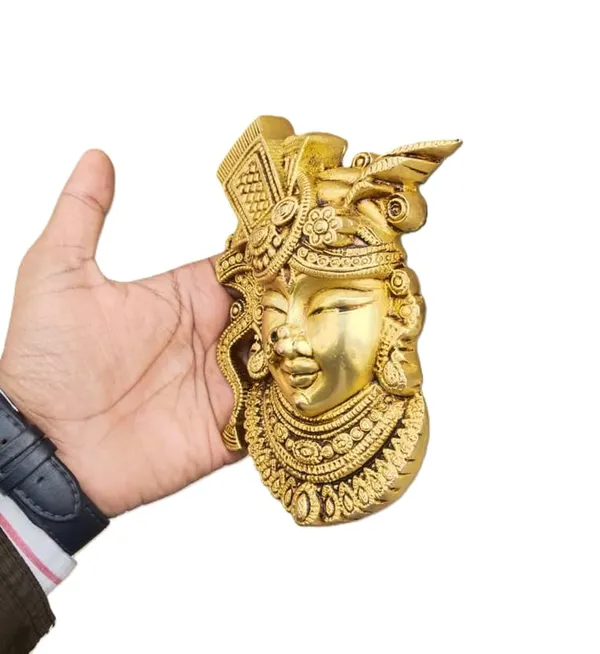 Sjl_Exports_Brass_Shreenathji_Face_Wall_Hanging_Traditional_Brass_Shreenathji_Mukh_Wall_Hanging_Antique_Gold_Finish_Traditional_Indian_Temple_Art_Spiritual_Home_Decor_For_Pooja_Room_Living_Room_Meditation_Space