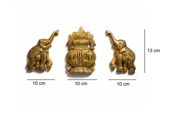 Sjl_Exports_Wall_Hanging_Kalash_With_Elephant_Pair_Set_Traditional_Brass_Finish_10_X_13_Cm_Home_Decor_For_Pooja_Room_And_Entrance_3_Piece_Set