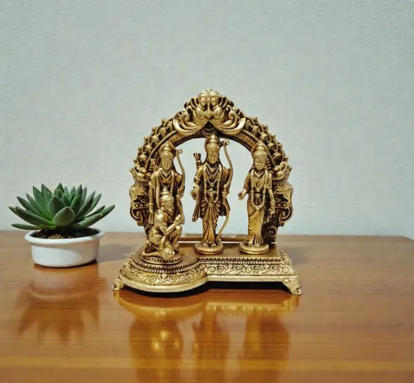Sjl_Exports_Wax_Casting_Brass_Ram_Darbar_Idol_8_X_8_Cm_Lord_Ram_Sita_Lakshman_Hanuman_Statue_Ram_Darbar_Brass_Murti_Small_Size_Idol_For_Puja_Home_Temple_6_Cm