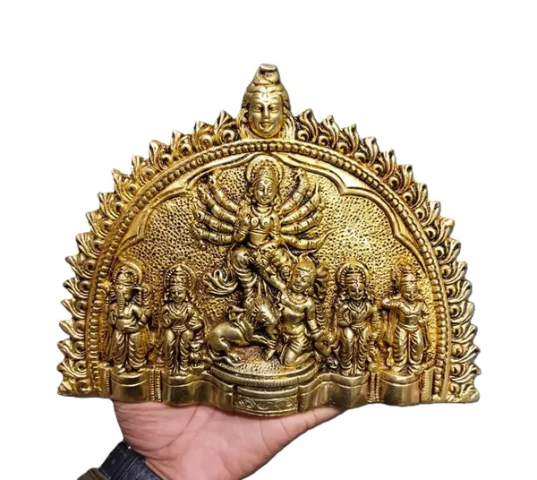 Sjl_Brass_Maa_Durga_Wall_Hanging_Sculpture_Pure_Brass_Durga_Parivar_Wall_Hanging_Sculpture_For_Pooja_Room_Brass_Durga_Parivar_Statue