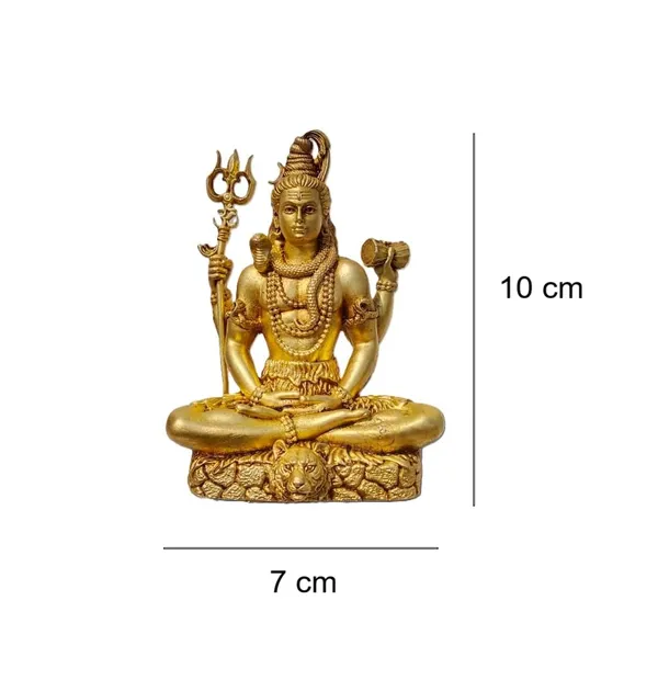 Sjl_Wax_Casting_Handcrafted_Brass_Lord_Shiva_Meditating_Statue_Gold_10_Cm_Height_Trishul_And_Damru_Antique_Finish_Hindu_Religious_Figurine