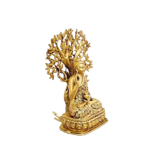 Sjl_Brass_Buddha_Statue_Under_Bodhi_Tree_Golden_Antique_Finish_Handcrafted_Meditation_Decor_12_Cm_Height