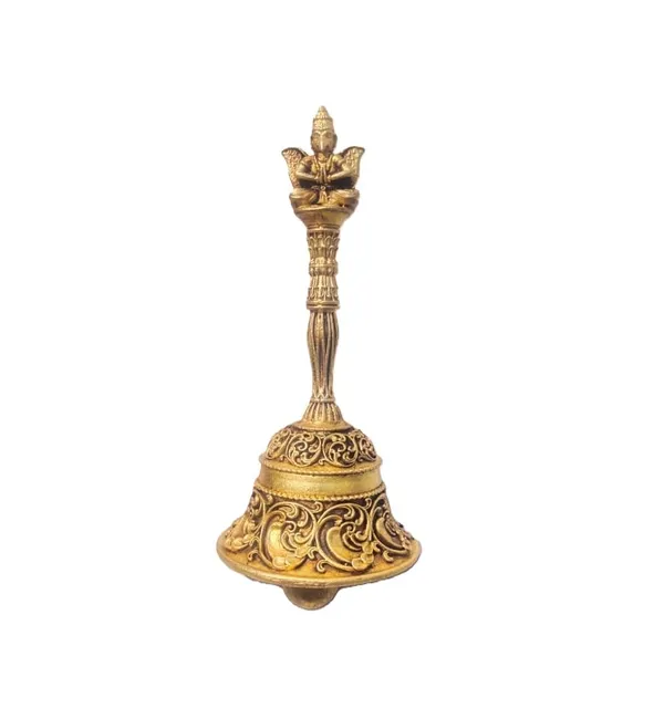 Sjl_Brass_Pooja_Ghanti_Hand_Bell_With_Garuda_Design_Golden_Antique_Finish_11_Cm_Height_Traditional_Handicraft_For_Temple_Worship_And_Aarti