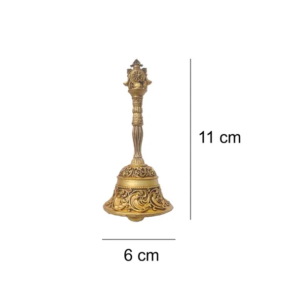 Sjl_Brass_Pooja_Ghanti_With_Sudarshan_Chakra_Motif_Gold_11_X_6_Cm_Height_Polished_Finish_Religious_Theme_Handcrafted_Bell