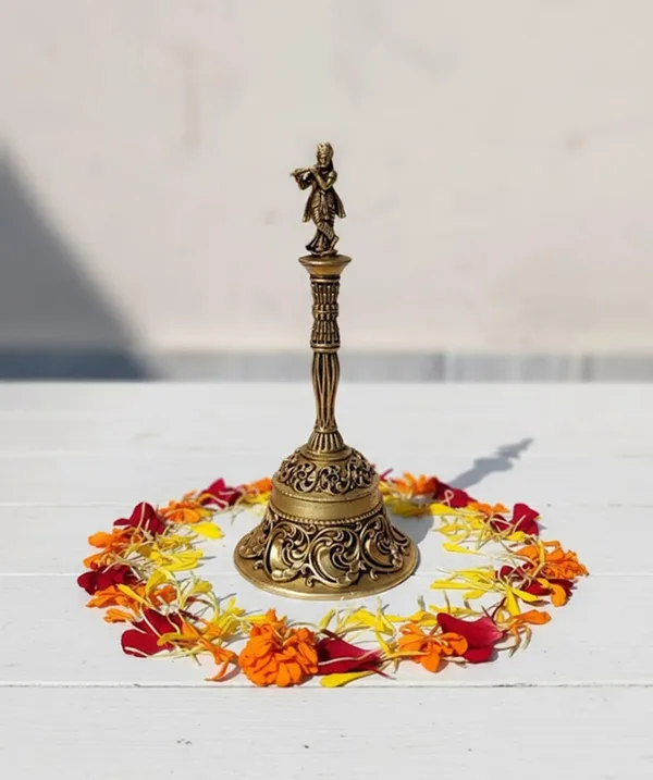 Sjl_Brass_Krishna_Design_Pooja_Ghanti_Gold_Handcrafted_13_Cm_Height_Religious_Theme_Indoor_Worship_Bell