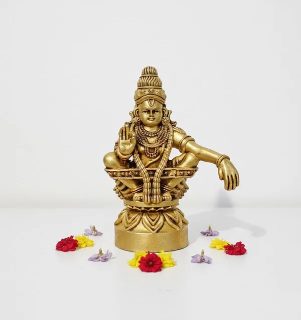 Sjl_Wax_Casting_Pure_Brass_Lord_Ayyappa_Statue_Sitting_Pose_Large_Handcrafted_Ayyappa_Swamy_Idol_For_Home_Mandir_Pooja_Spiritual_Decor_13_X_9_Cm