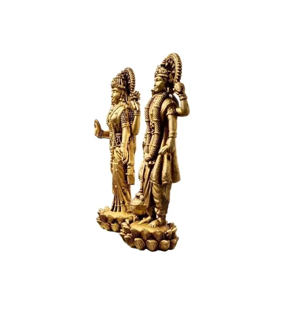 Sjl_Wax_Casting_Pure_Brass_Lakshmi_Narayan_Pair_Statue_Standing_On_Lotus_Base_Handcrafted_Vishnu_Lakshmi_Idol_For_Home_Mandir_Pooja_Decor_10_X_4_Cm