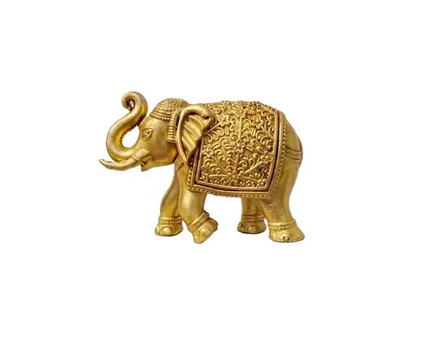 Sjl_Wax_Casting_Brass_Elephant_Figurine_Gold_10X6_Cm_Handcrafted_Traditional_Indian_Decor_Statue_With_Intricate_Detailing_Home_Office_Showpiece