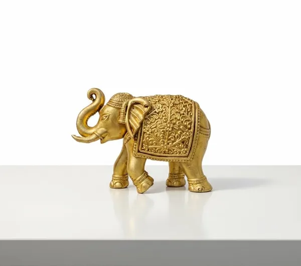 Sjl_Wax_Casting_Brass_Elephant_Figurine_Gold_10X6_Cm_Handcrafted_Traditional_Indian_Decor_Statue_With_Intricate_Detailing_Home_Office_Showpiece