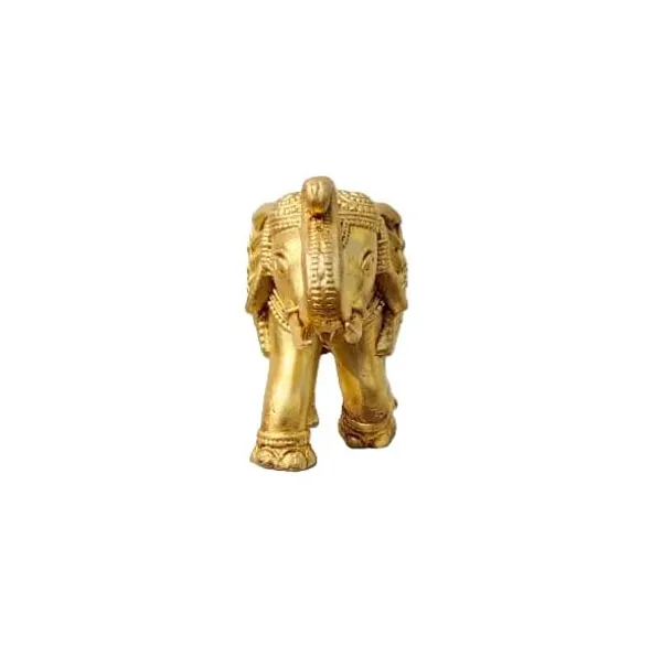 Sjl_Wax_Casting_Brass_Elephant_Figurine_Gold_10X6_Cm_Handcrafted_Traditional_Indian_Decor_Statue_With_Intricate_Detailing_Home_Office_Showpiece