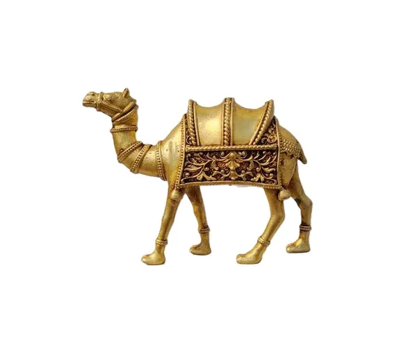 Sjl_Wax_Casting_Premium_Brass_Camel_Figurine_Golden_Antique_Finish_Handcrafted_Animal_Statue_With_Saddle_Design_10Cm_X_7Cm_Traditional_Indian_Folk_Art_Decor