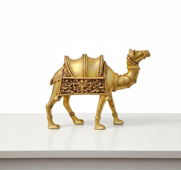Sjl_Wax_Casting_Premium_Brass_Camel_Figurine_Golden_Antique_Finish_Handcrafted_Animal_Statue_With_Saddle_Design_10Cm_X_7Cm_Traditional_Indian_Folk_Art_Decor