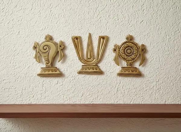 Sjl_Exports_Pure_Brass_Wall_Hanging_Set_Shankh_Chakra_Namah_Motifs_11_Cm_3_Piece_Spiritual_Home_Decor_Handcrafted_Traditional_Design