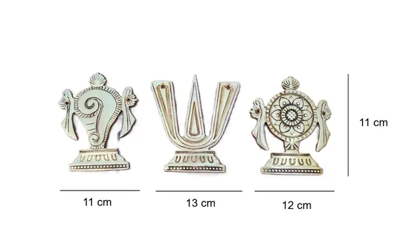 Sjl_Exports_Pure_Brass_Wall_Hanging_Set_Shankh_Chakra_Namah_Motifs_11_Cm_3_Piece_Spiritual_Home_Decor_Handcrafted_Traditional_Design