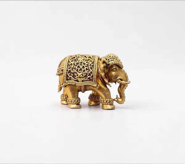 Sjl_Pure_Brass_Elephant_Figurine_With_Intricate_Ornamental_Detailing_Antique_Finish_6_X_5_Cm_Home_Decor_Statue_For_Mandir_Office_Desk_Vastu_Symbol_Of_Prosperity