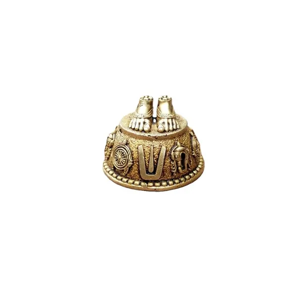 Sjl_Wax_Casting_Balaji_Charan_Paduka_Brass_Figurine_Antique_Gold_Religious_Theme_Handcrafted_8_Cm