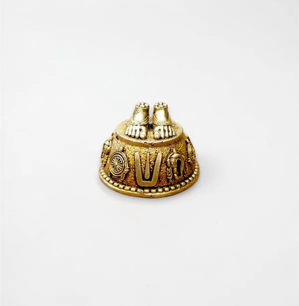 Sjl_Wax_Casting_Balaji_Charan_Paduka_Brass_Figurine_Antique_Gold_Religious_Theme_Handcrafted_8_Cm
