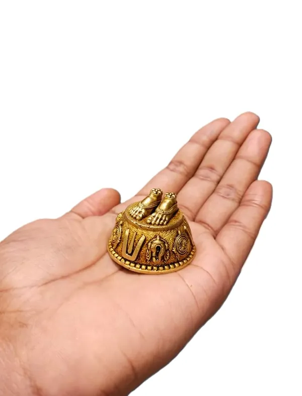 Sjl_Wax_Casting_Balaji_Charan_Paduka_Brass_Figurine_Antique_Gold_Finish_Religious_Home_Mandir_Decor_Handcrafted_Sacred_Idol
