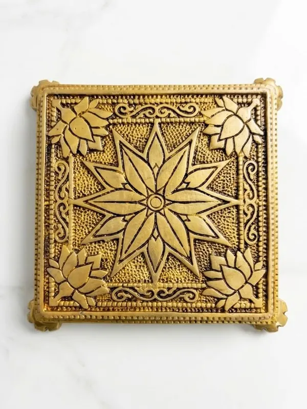 Sjl_Pure_Brass_Pooja_Chowki_Gold_Antique_Finish_Lotus_Floral_Engraving_14_X14_X_2_Cm_Religious_Decor