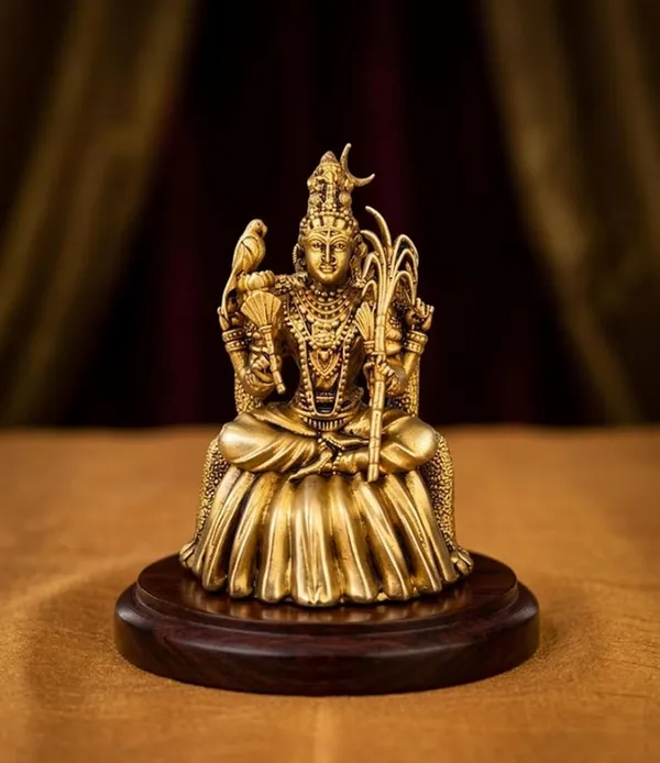 Sjl_Goddess_Kamakshi_Idol_Brass_Golden_Seated_Padmasana_Posture_10_Cm_Height_Traditional_Indian_Iconography