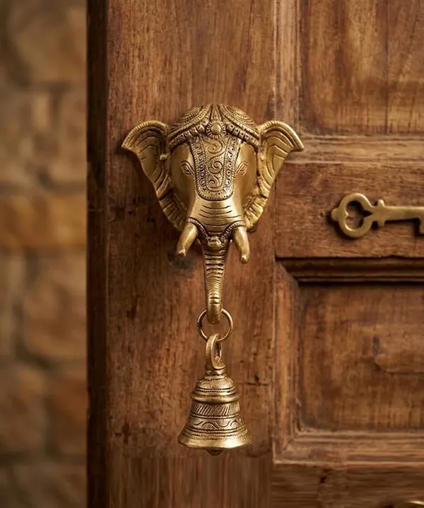 SJL_Exports_Pure_Brass_Elephant_Face_Wall_Hanging_Bell_�_Handcrafted_Decorative_Door_Bell_for_Home_Entrance_&_Temple_D�cor_(30_cm)