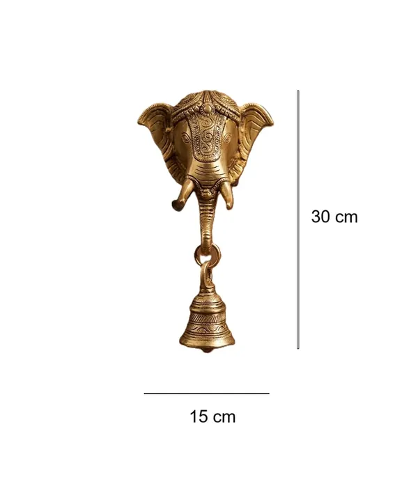 SJL_Exports_Pure_Brass_Elephant_Face_Wall_Hanging_Bell_�_Handcrafted_Decorative_Door_Bell_for_Home_Entrance_&_Temple_D�cor_(30_cm)