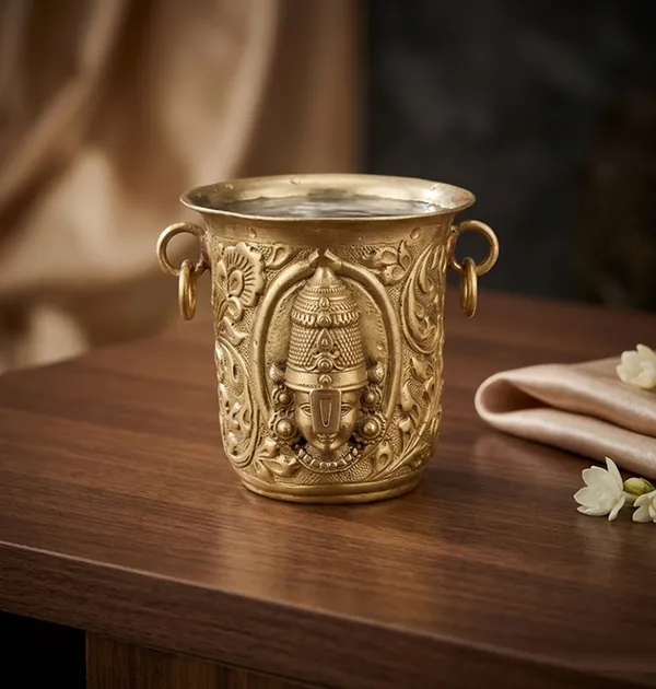 Brass_Pooja_Jal_Glass_Tirupati_and_Lakshmi_Design_7.5_cm