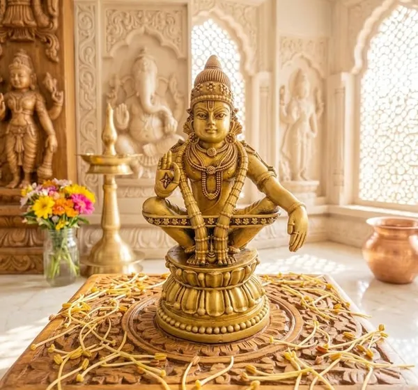 SJL_Exports_Ayyappa_Brass_Idol,_Antique_Gold,_Sitting_Pose,_12_x_8_cm,_Religious_Figurine_for_Home_Mandir