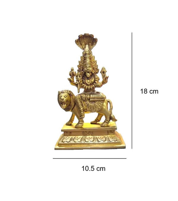 SJL_Pratyangira_Devi_Brass_Idol_Statue_|_Atharvana_Bhadrakali_|_Narasimhi_|_Nikumbhila_|_Nikumbala_Devi_|_Pratyanigara_Antique_Gold_Finish,_18_x_10.5_cm,_for_Home_Mandir_and_Spiritual_D�cor