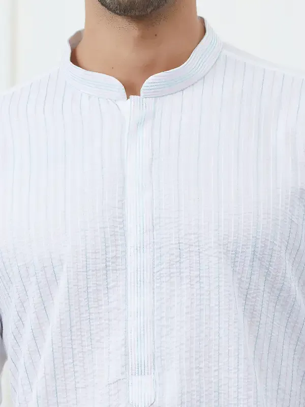 Men_White_Cotton_Multi_Thread_Work_Kurta_With_Pyjama
