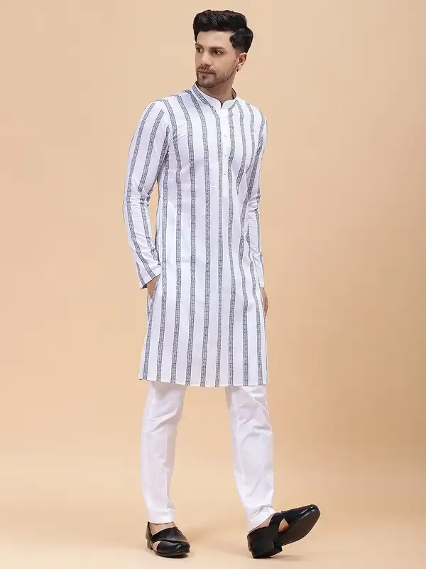 Men_White_&_Grey_Pure_Cotton_Embroidered_Staright_Kurta_With_Pajama