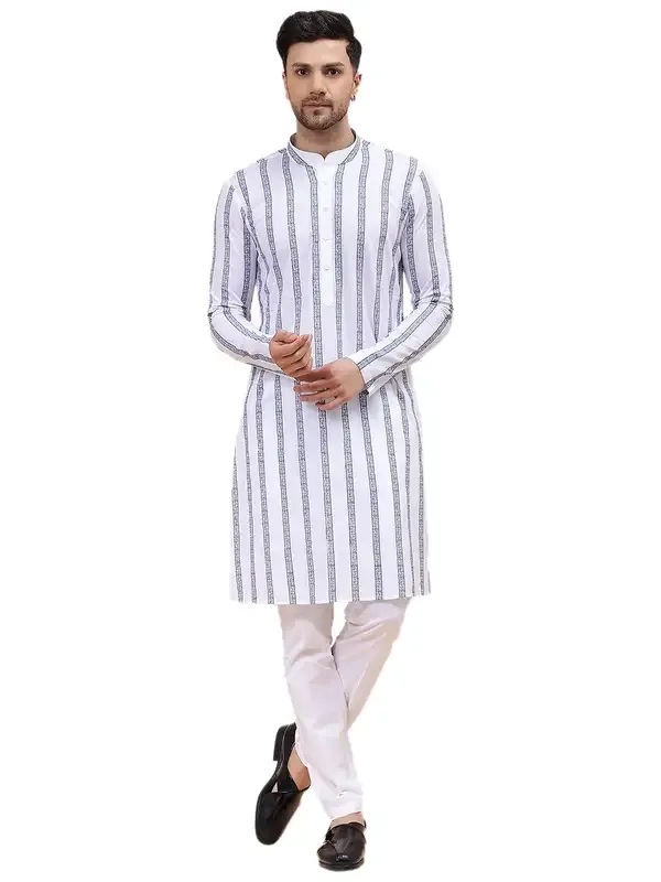 Men_White_&_Grey_Pure_Cotton_Embroidered_Staright_Kurta_With_Pajama