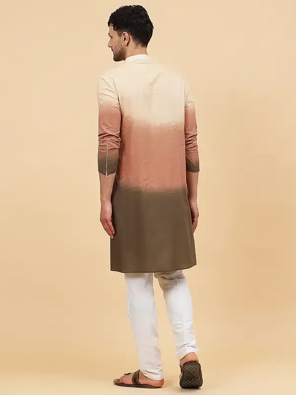 Men_Off_White_And_Brown_Ombre_Dyed_Pure_Cotton_Kurta