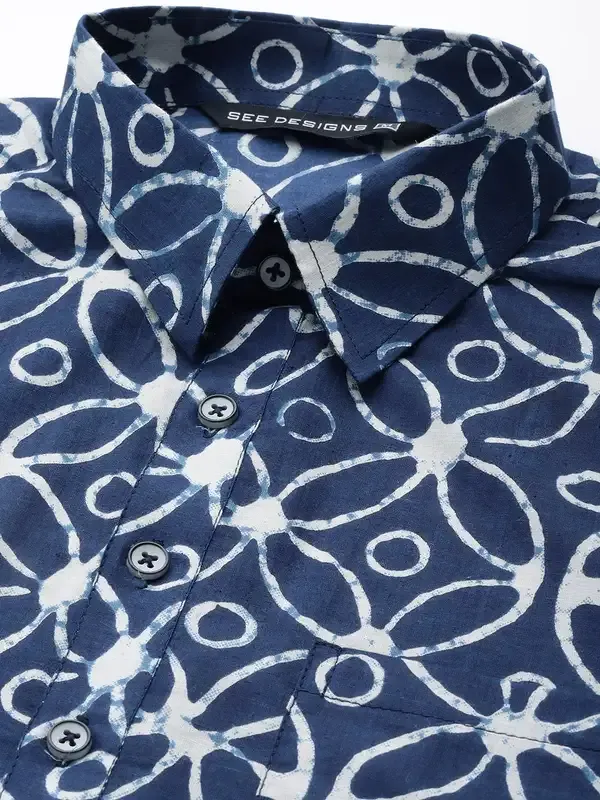 Men_Blue_Regular_Pure_Cotton_Pathani_Printed_Men'S_Kurta_With_White_Salwar