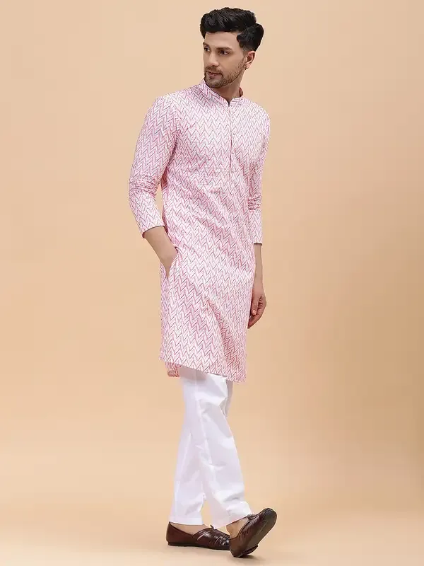 Men_White_&_Pink_Pure_Cotton_Embroidered_Staright_Kurta_With_Pajama