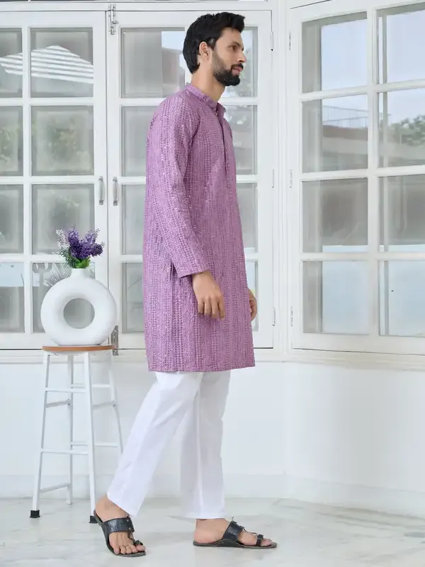 Purple_Embroidered_Rayon_Straight_Kurta_With_Pyjama