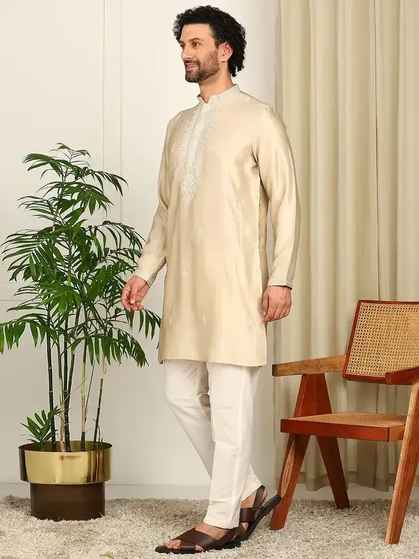 Beige_Embroidered_Straight_Kurta_With_Pyjama