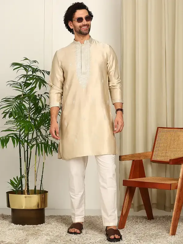 Beige_Embroidered_Straight_Kurta_With_Pyjama